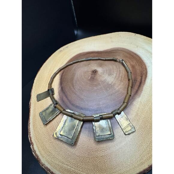 Handcrafted Brass Tribal-Inspired Necklace with Beaded Accents - Picture 7 of 7